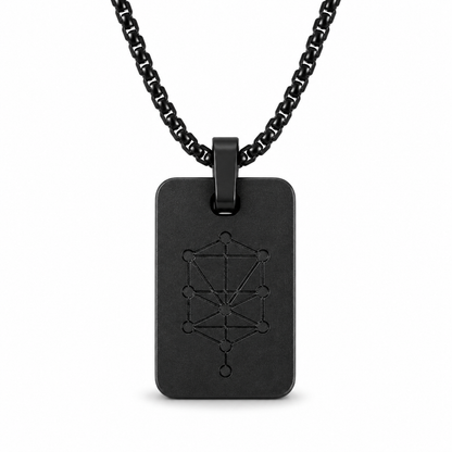 Nano Zohar Necklace - Full 23 Volume Aramaic Zohar Nano Inscribed Kabbalah Jewelry | Obsidian Noir, Lumina, Eclipse Editions | Aluminum Frame Stainless Steel Chain